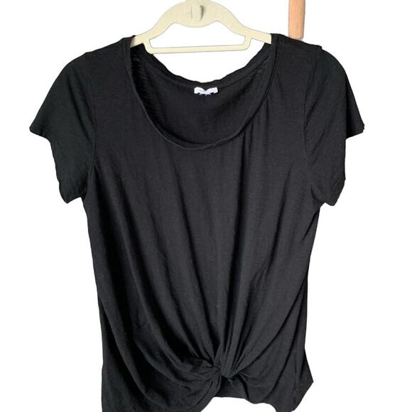Nordstrom BP. Twist-Front BlackTee Shirt Size Medium - Picture 2 of 7